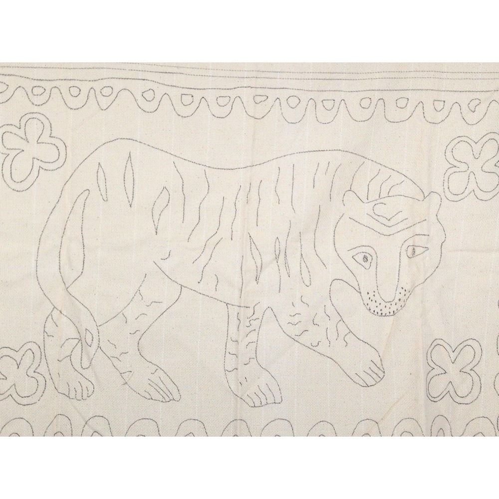 Hooked Rug Hooking Pattern Tiger 36" X 22" Hand Drawn On Monks Cloth